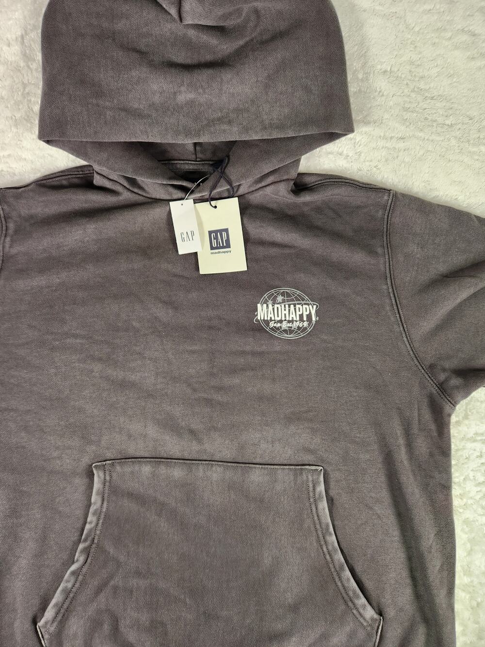 Gap x Madhappy Globe Hoodie Moonless Gray Small NWT Limited Edition 501264